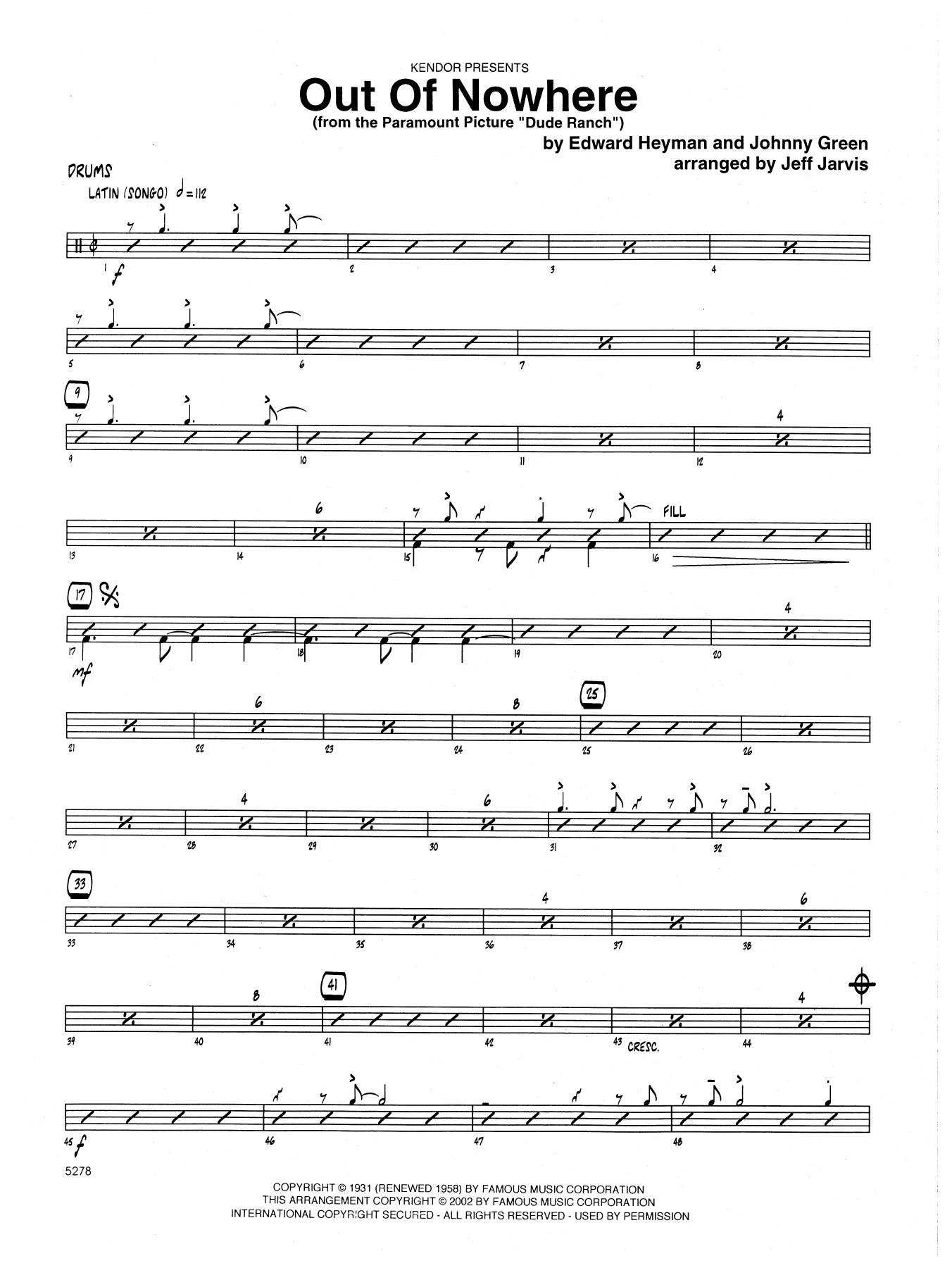 Download Jeff Jarvis Out Of Nowhere (From The Paramount Pict Sheet Music