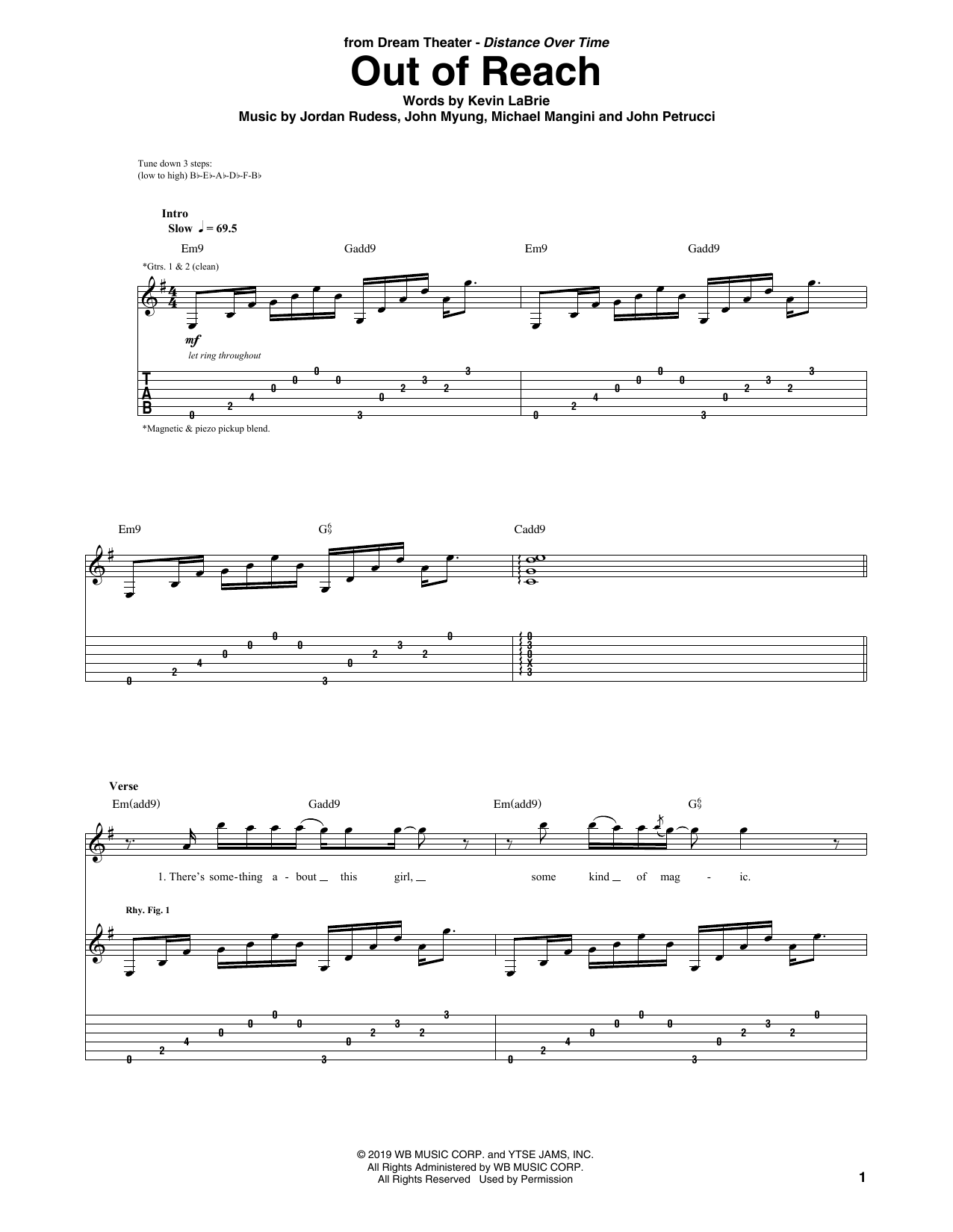 Download Dream Theater Out Of Reach Sheet Music