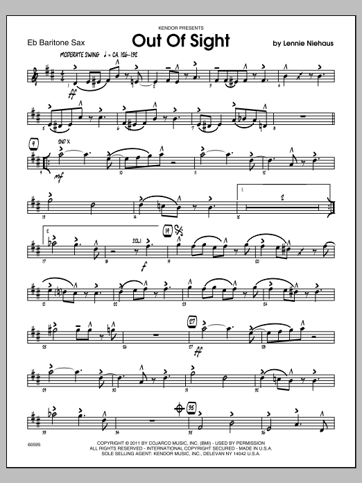 Download Niehaus Out Of Sight - Baritone Sax Sheet Music
