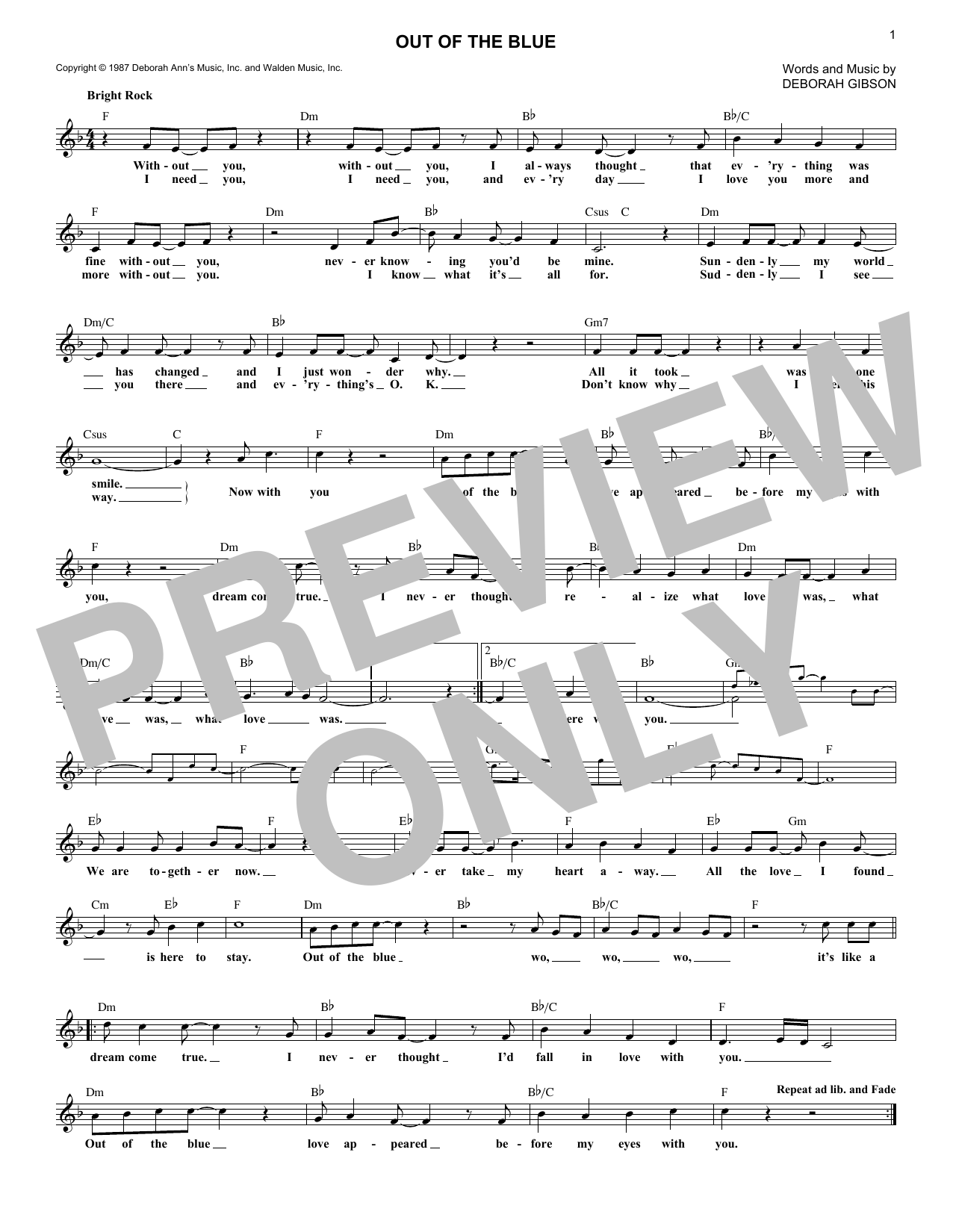 Download Debbie Gibson Out Of The Blue Sheet Music