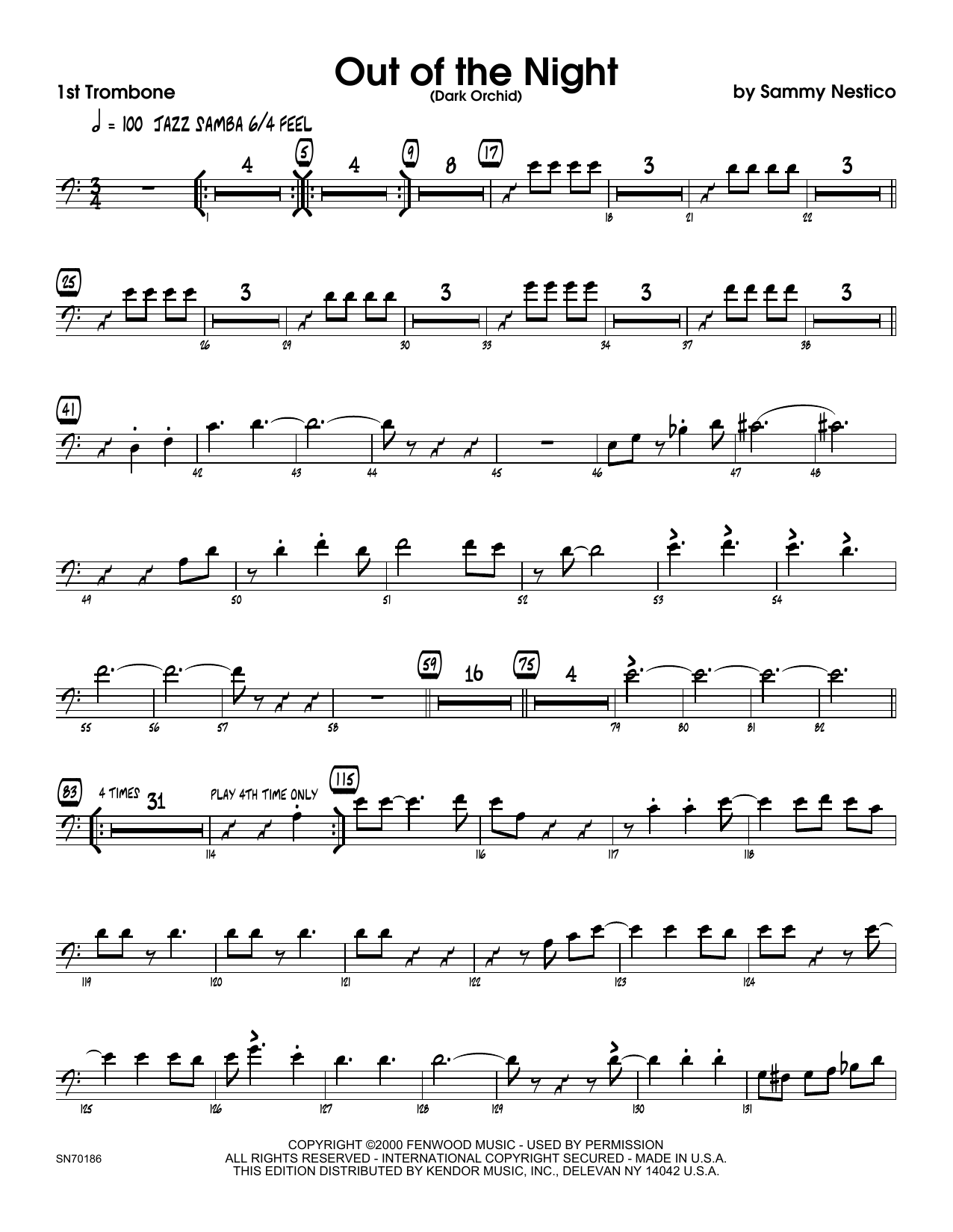 Download Sammy Nestico Out of the Night - 1st Trombone Sheet Music