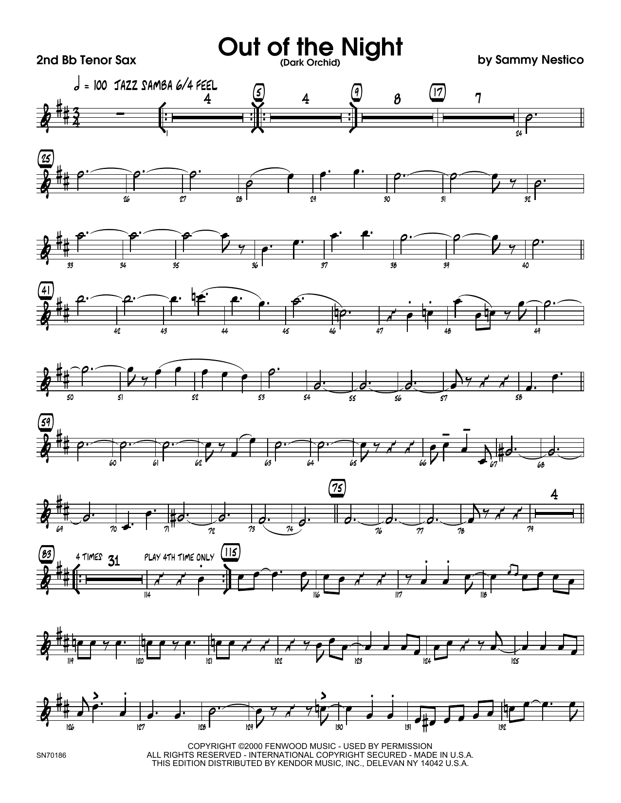 Download Sammy Nestico Out of the Night - 2nd Bb Tenor Saxopho Sheet Music