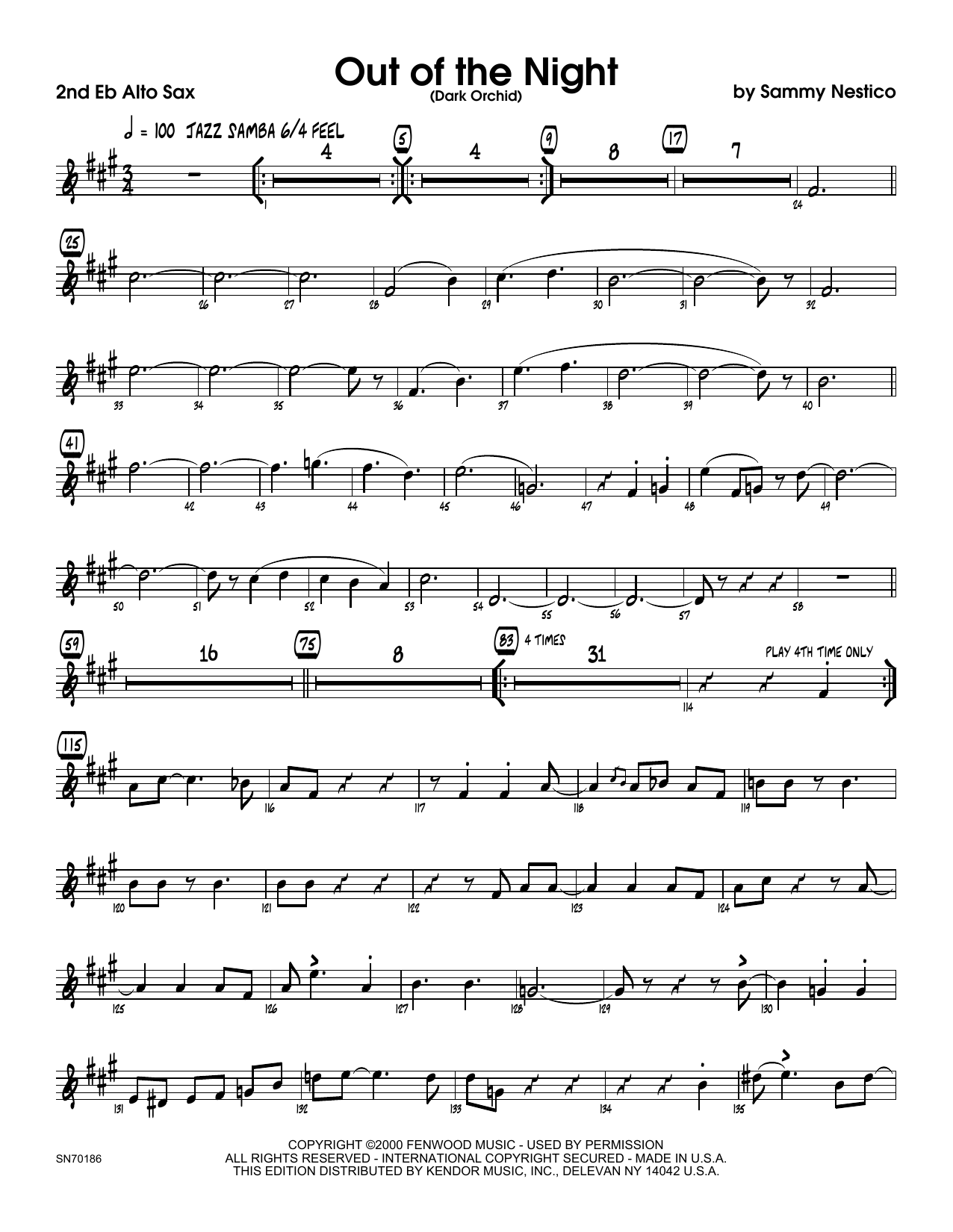 Download Sammy Nestico Out of the Night - 2nd Eb Alto Saxophon Sheet Music