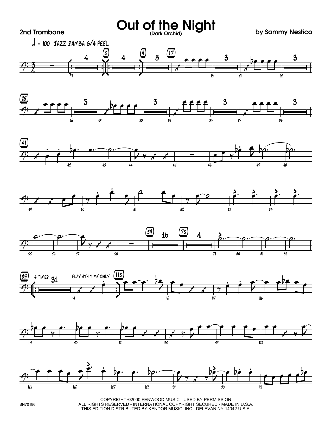 Download Sammy Nestico Out of the Night - 2nd Trombone Sheet Music