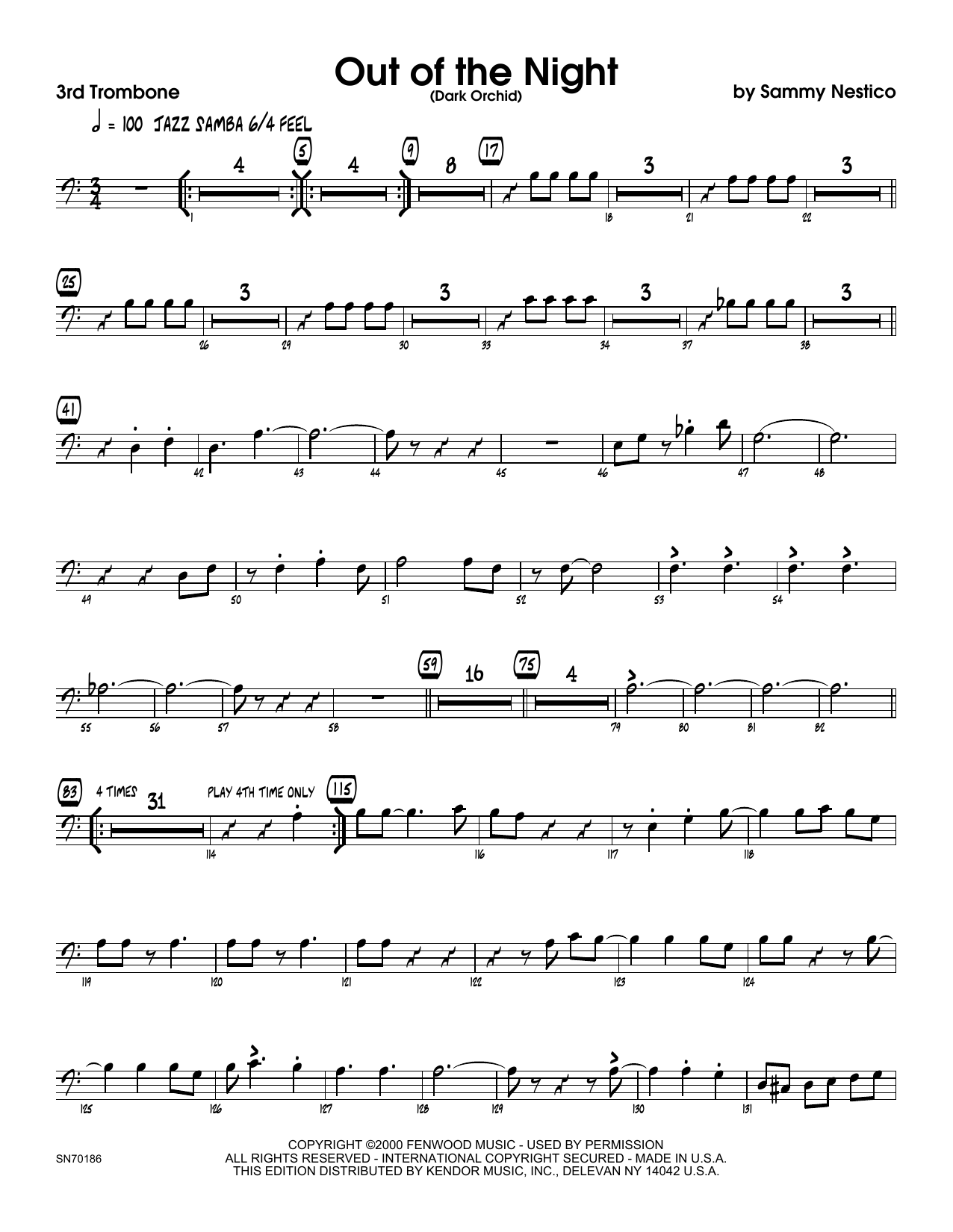 Download Sammy Nestico Out of the Night - 3rd Trombone Sheet Music