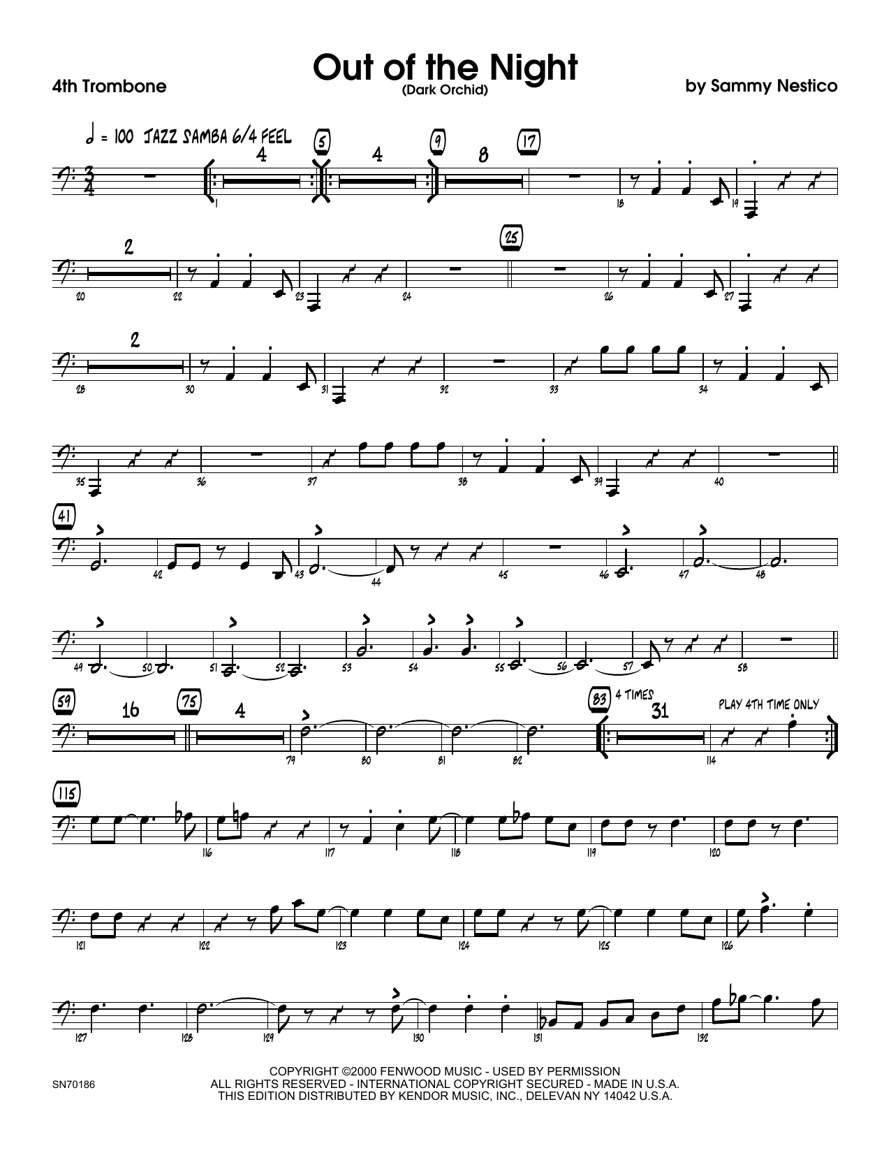 Download Sammy Nestico Out of the Night - 4th Trombone Sheet Music