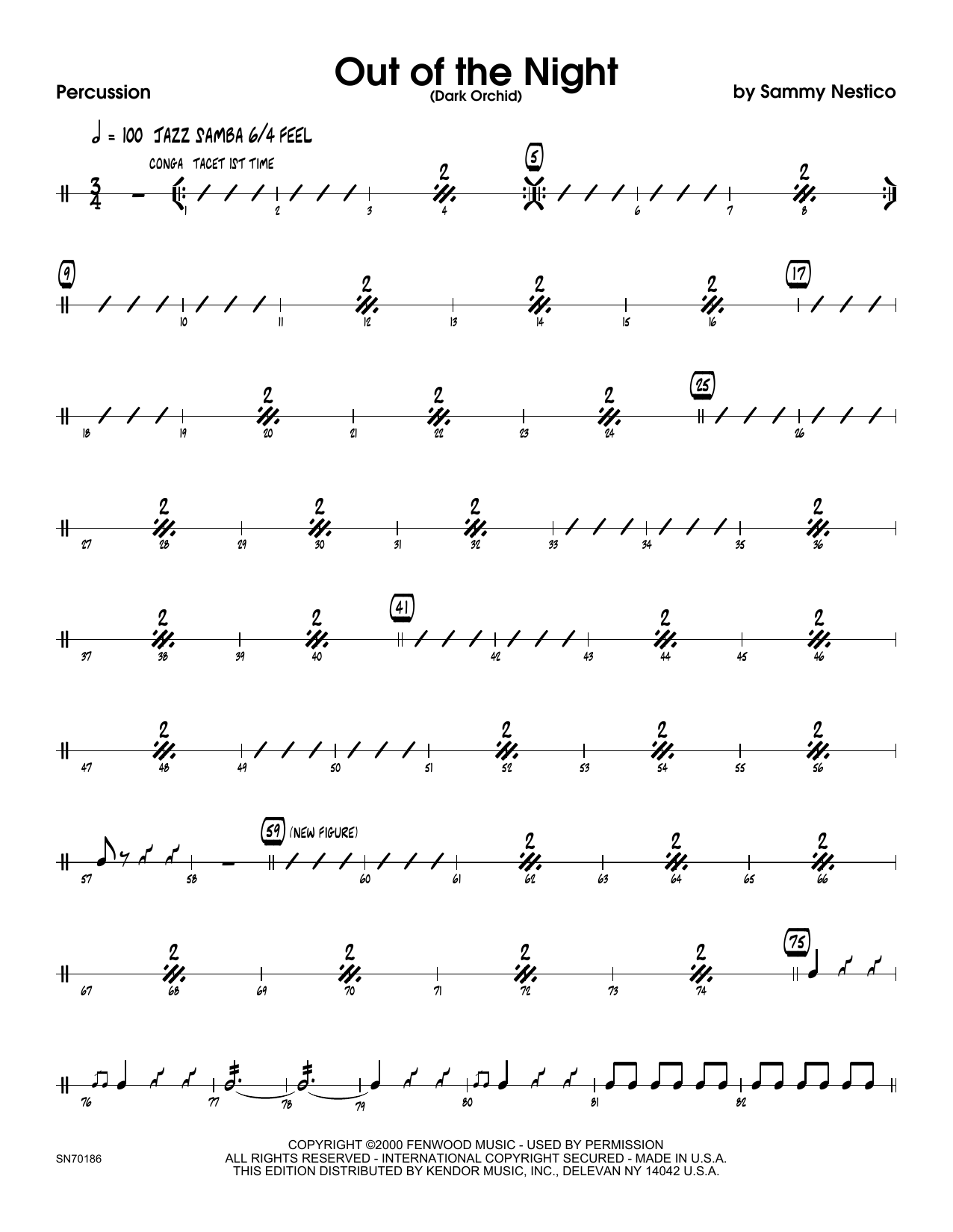 Download Sammy Nestico Out of the Night - Percussion Sheet Music