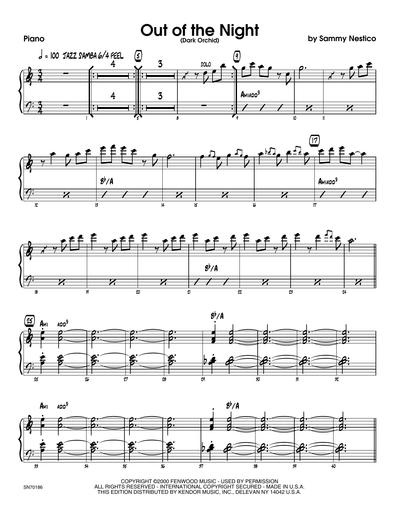 Download Sammy Nestico Out of the Night - Piano Sheet Music