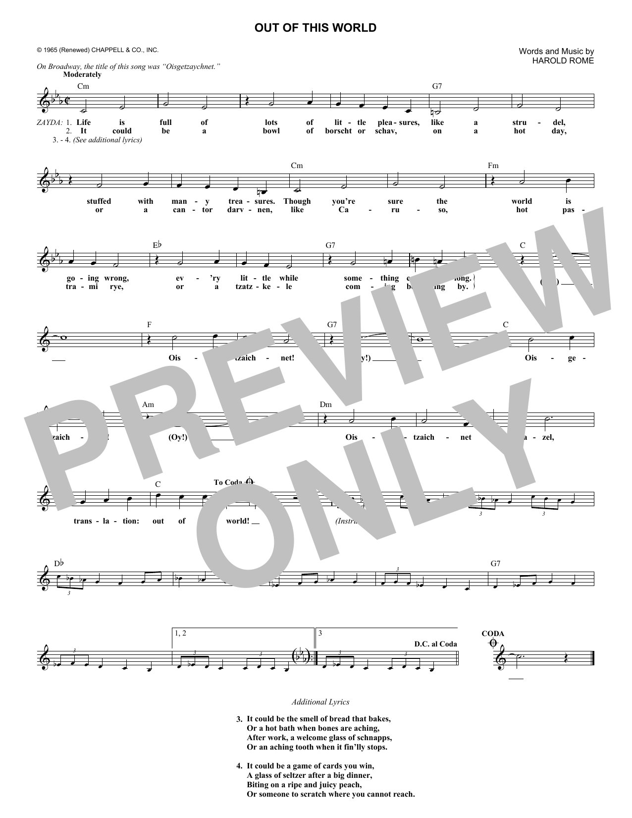 Download Harold Rome Out Of This World Sheet Music