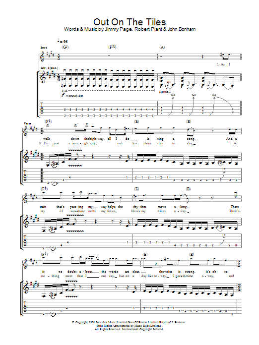 Download Led Zeppelin Out On The Tiles Sheet Music