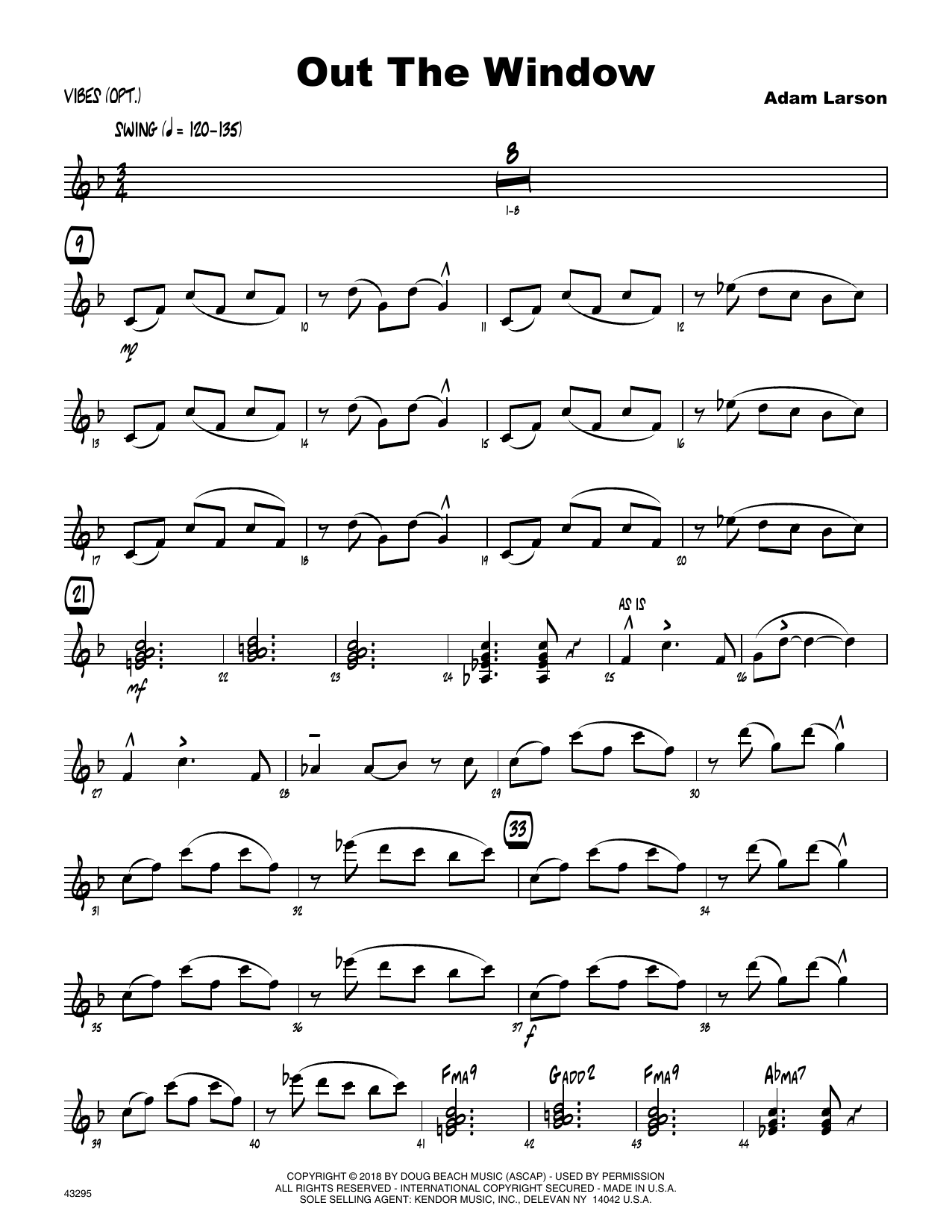 Download Adam Larson Out The Window - Vibes Sheet Music