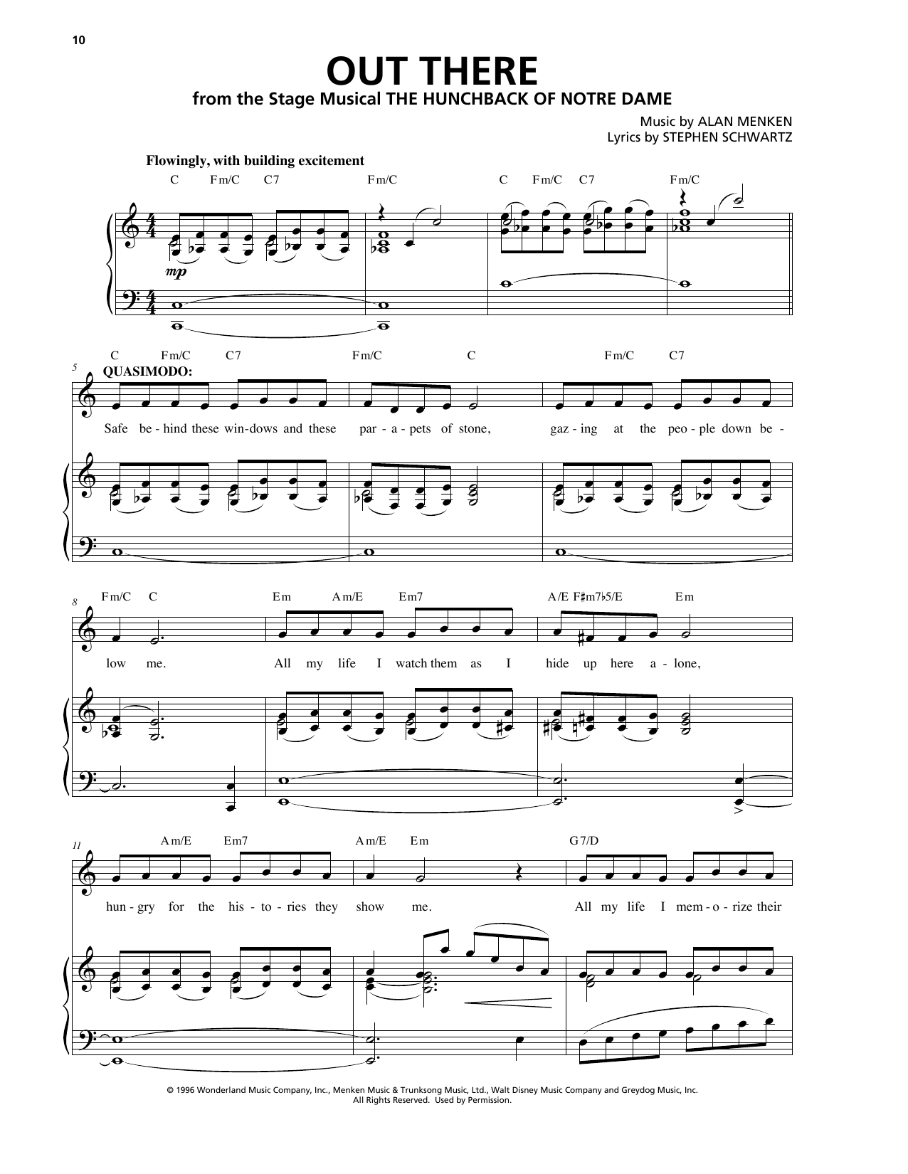 Download Alan Menken & Stephen Schwartz Out There (from the musical The Hunchba Sheet Music
