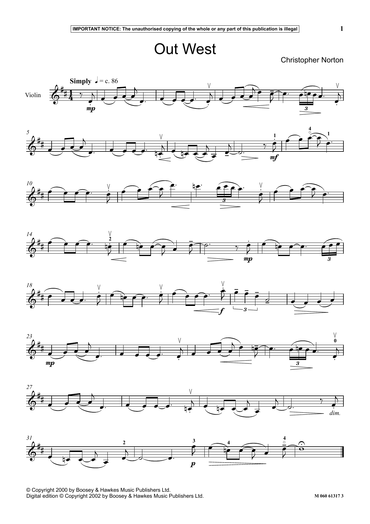Download Christopher Norton Out West Sheet Music