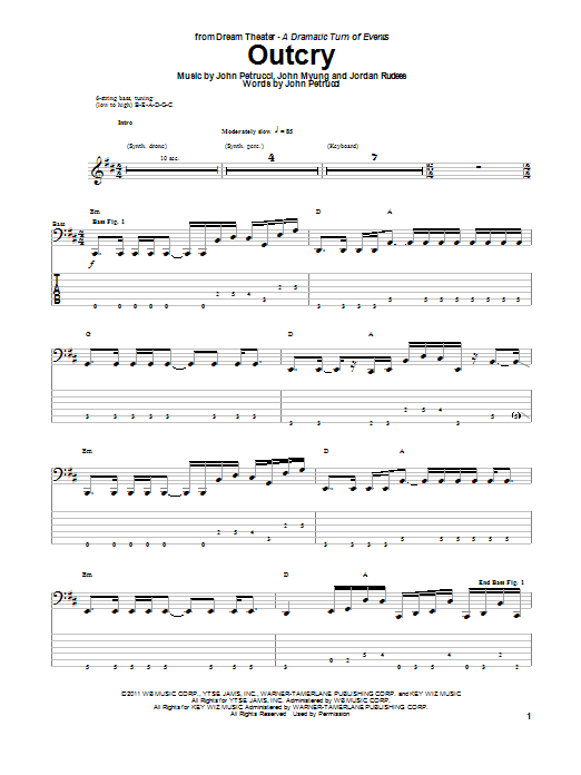 Download Dream Theater Outcry Sheet Music