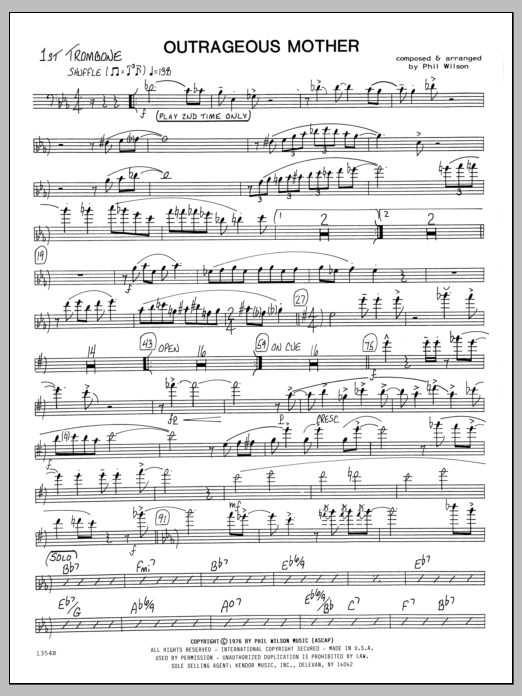 Download Phil Wilson Outrageous Mother - 1st Trombone Sheet Music