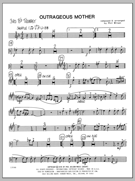 Download Phil Wilson Outrageous Mother - 3rd Bb Trumpet Sheet Music