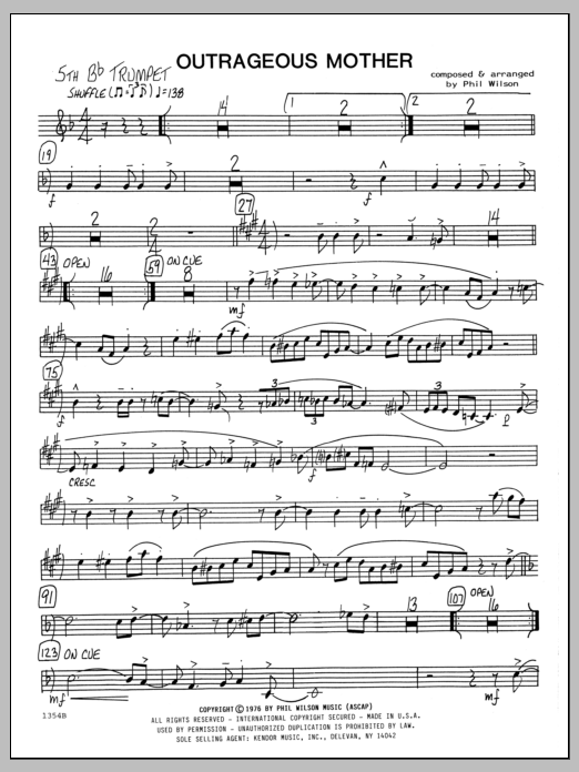 Download Phil Wilson Outrageous Mother - 5th Bb Trumpet Sheet Music