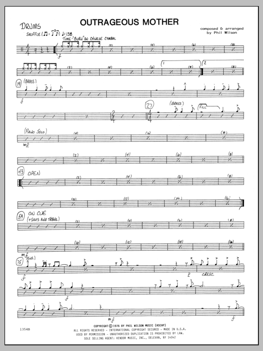 Download Phil Wilson Outrageous Mother - Drums Sheet Music
