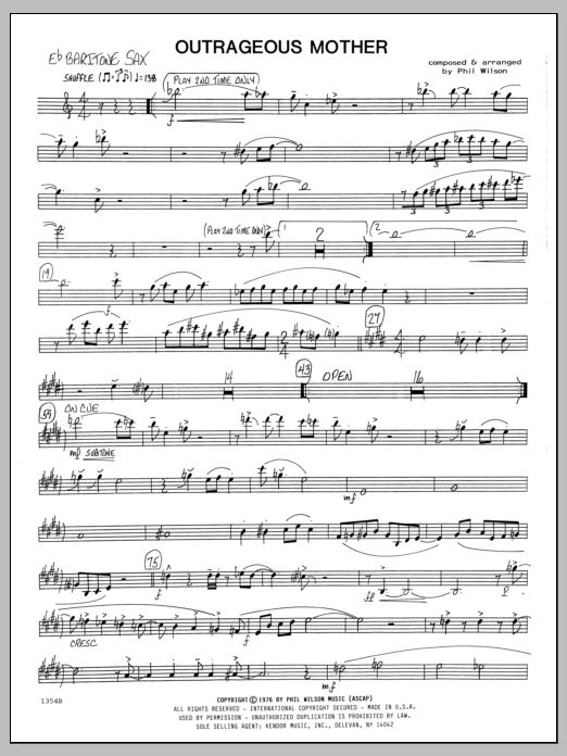 Download Phil Wilson Outrageous Mother - Eb Baritone Sax Sheet Music