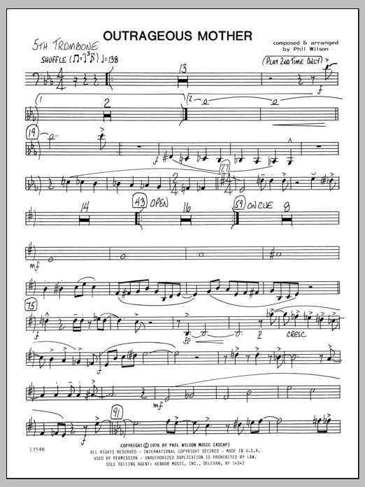 Download Phil Wilson Outrageous Mother - Trombone 5 Sheet Music
