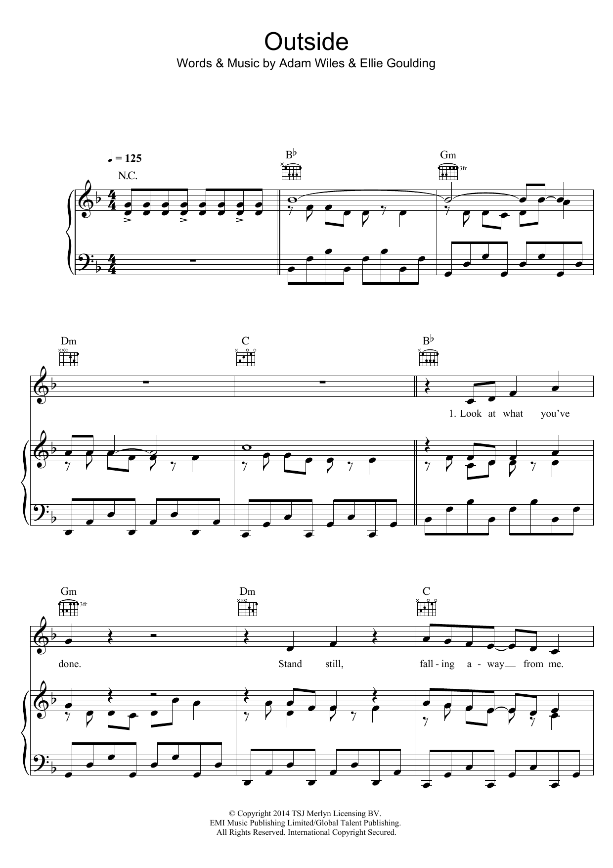 Calvin Harris Outside (feat. Ellie Goulding) sheet music notes printable PDF score