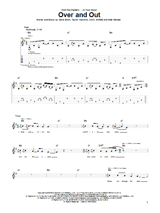 Download Foo Fighters Over And Out Sheet Music
