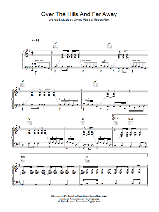 Download Led Zeppelin Over The Hills And Far Away Sheet Music