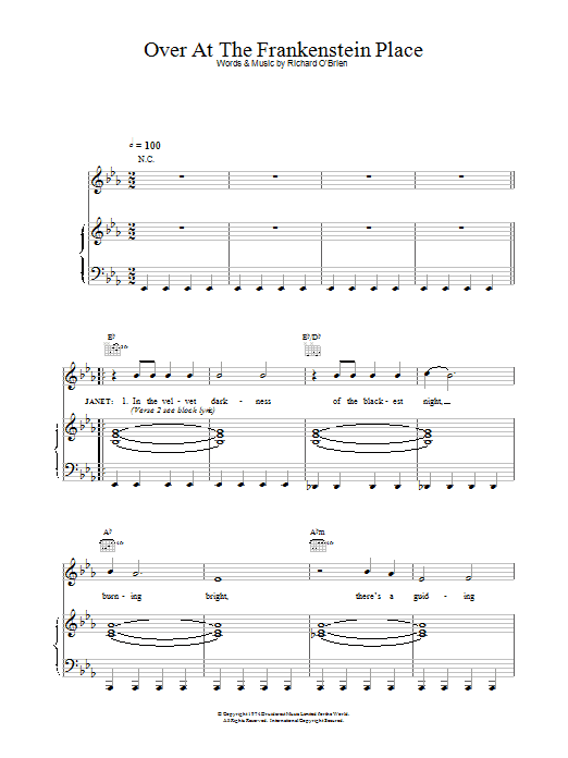 Richard O'Brien Over At The Frankenstein Place (from The Rocky Horror Picture Show) sheet music notes printable PDF score