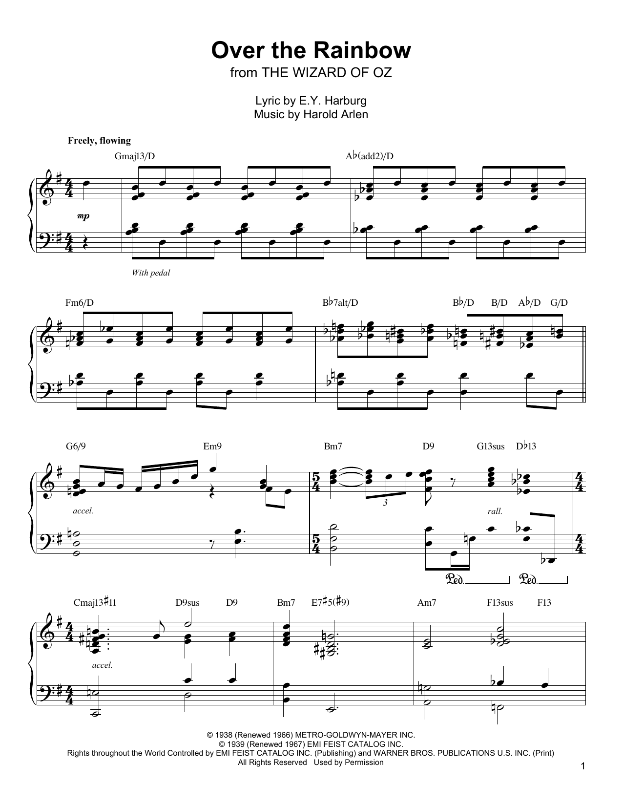 Download Oscar Peterson Over The Rainbow Sheet Music