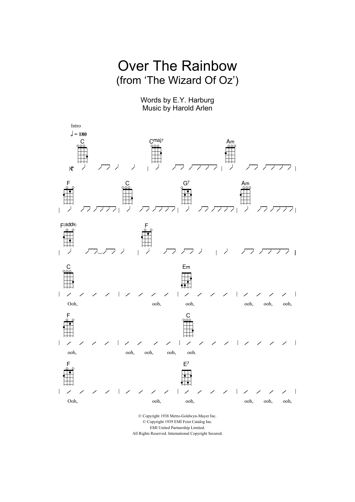 Download The Ukuleles Over The Rainbow (from 'The Wizard Of O Sheet Music