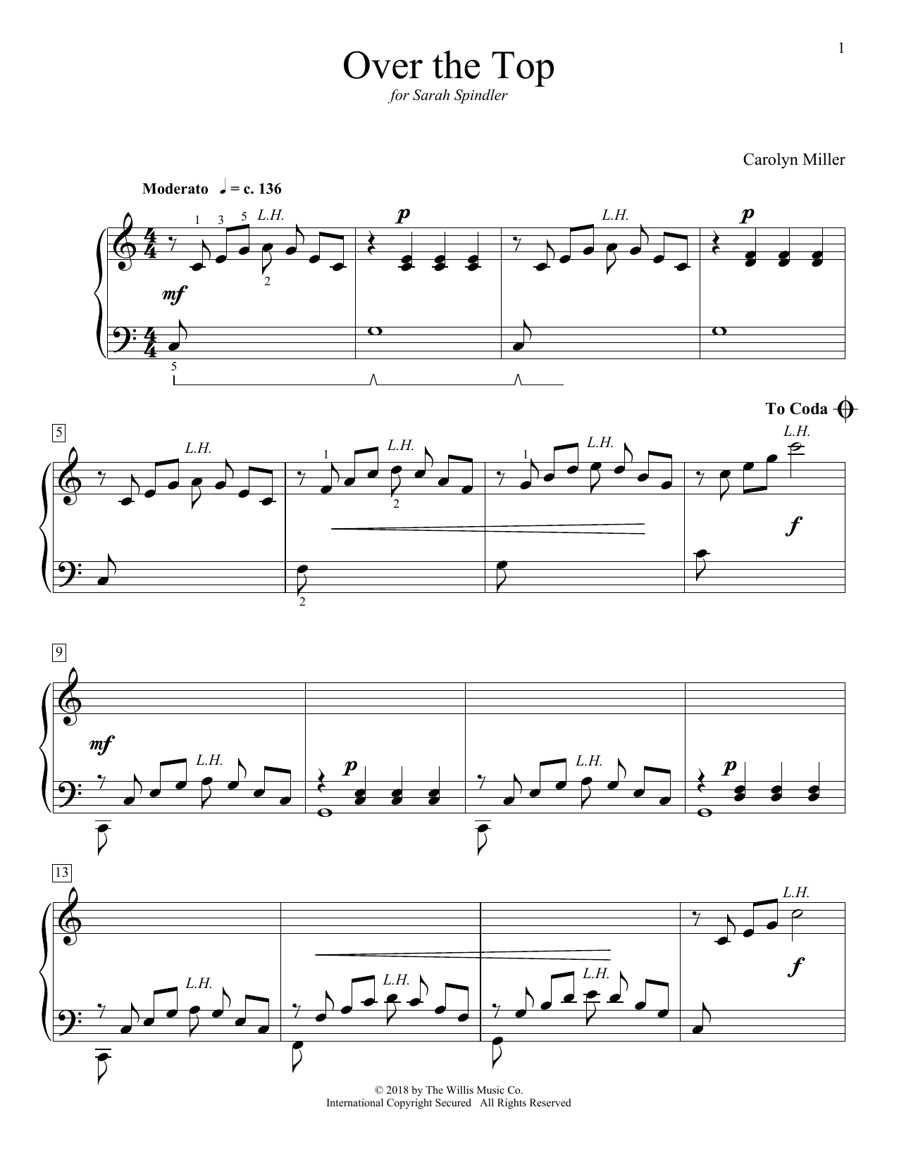 Download Carolyn Miller Over The Top Sheet Music