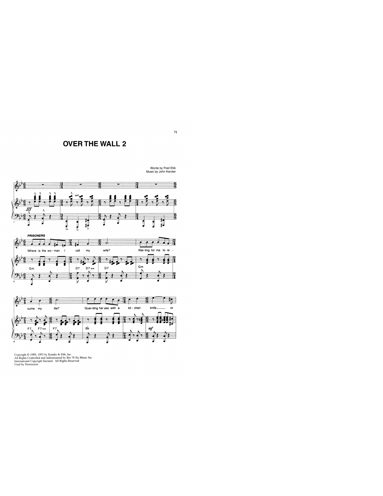 Download Kander & Ebb Over The Wall 2 (from Kiss Of The Spide Sheet Music