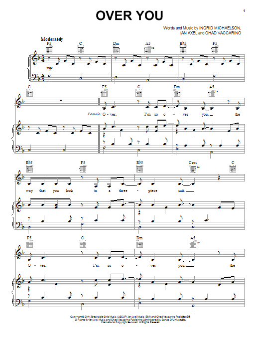 Download Ingrid Michaelson Over You Sheet Music