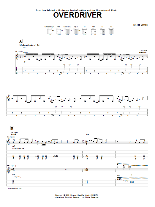 Download Joe Satriani Overdriver Sheet Music