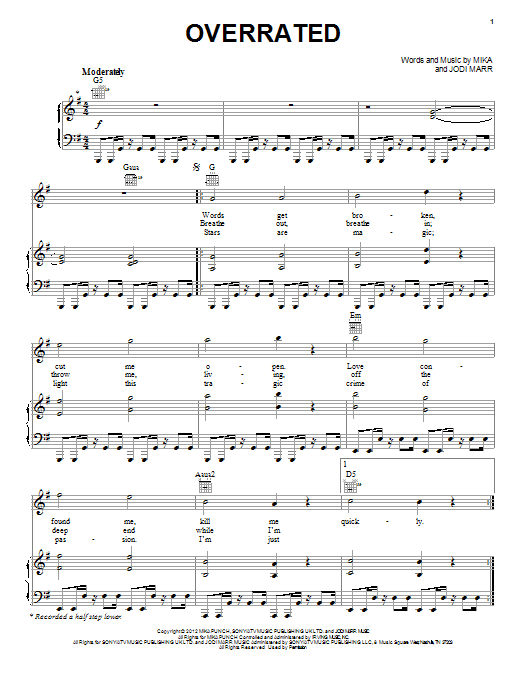 Download Mika Overrated Sheet Music