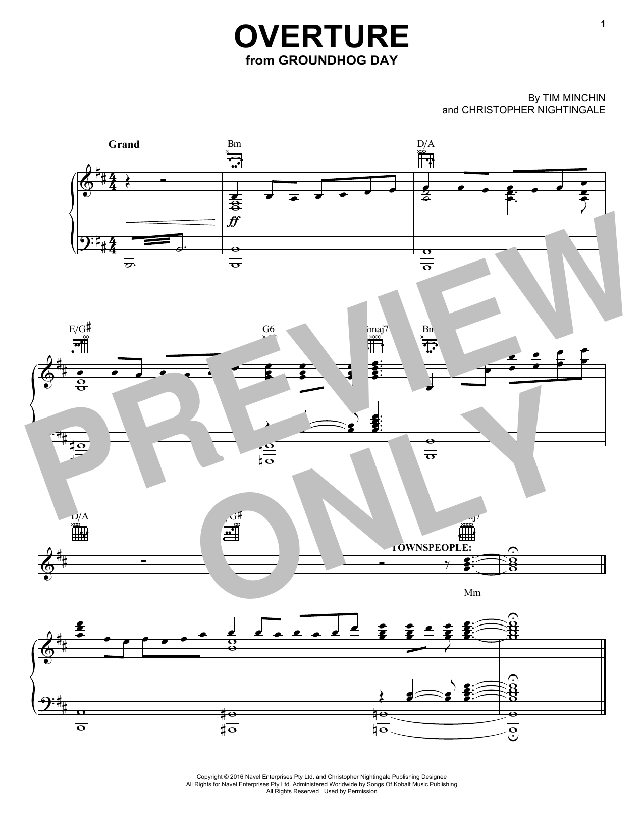 Download Tim Minchin and Christopher Nighting Overture (from Groundhog Day The Musica Sheet Music