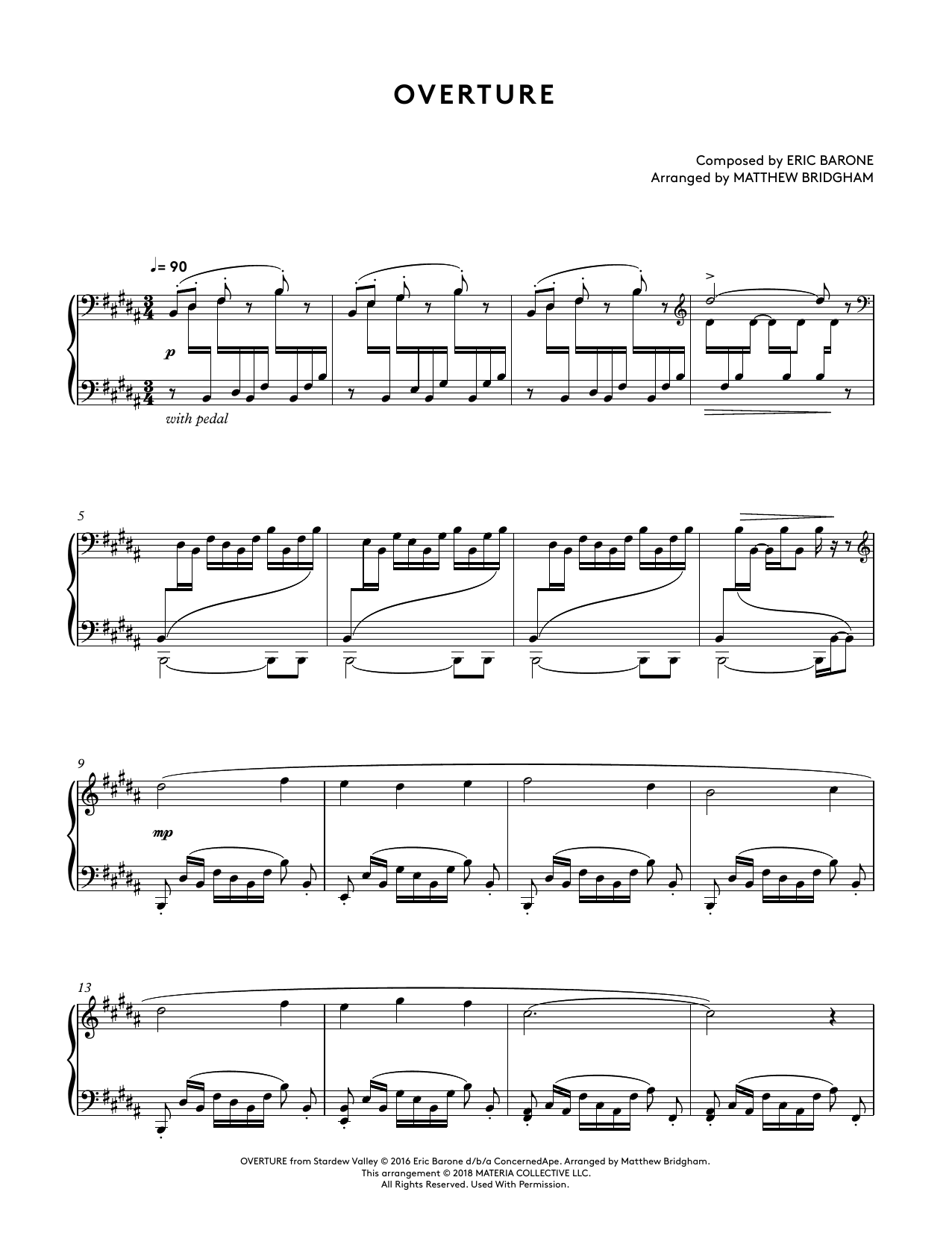 Download Eric Barone Overture (from Stardew Valley Piano Col Sheet Music