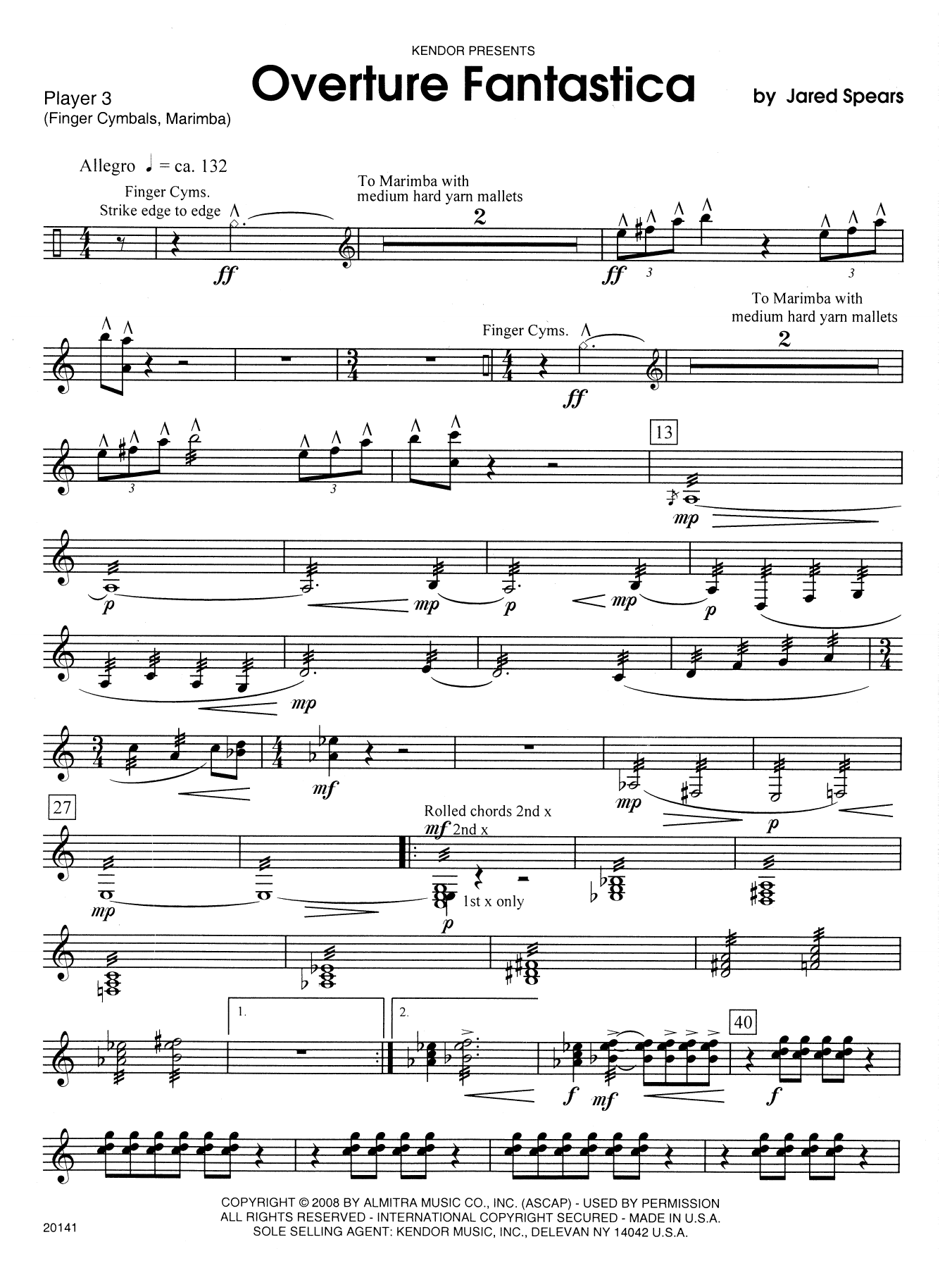 Download Jared Spears Overture Fantastica - Percussion 3 Sheet Music