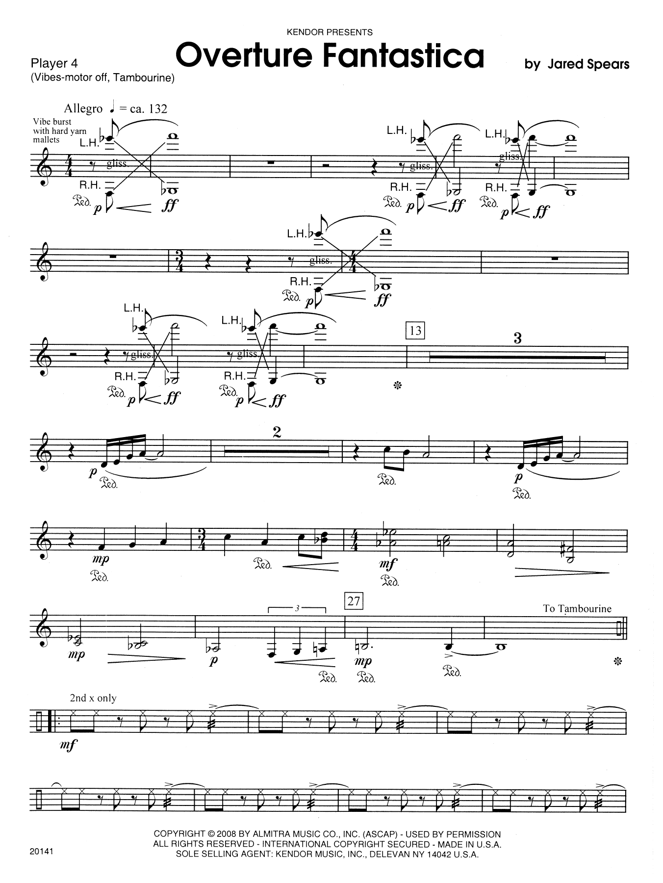Download Jared Spears Overture Fantastica - Percussion 4 Sheet Music