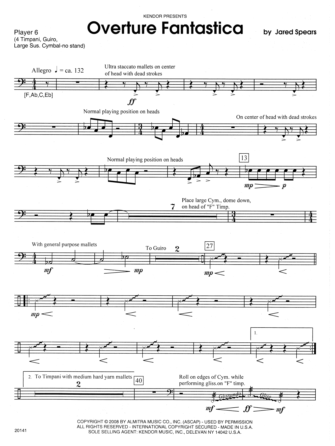 Download Jared Spears Overture Fantastica - Percussion 6 Sheet Music