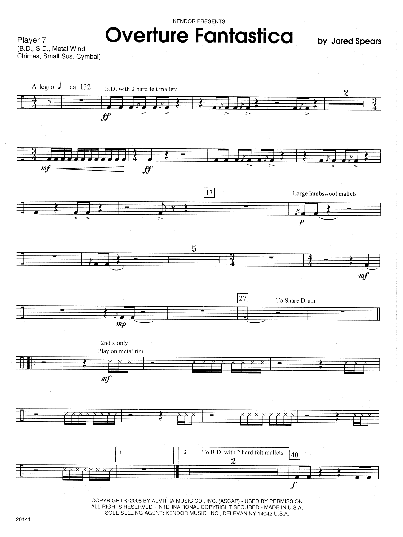 Download Jared Spears Overture Fantastica - Percussion 7 Sheet Music