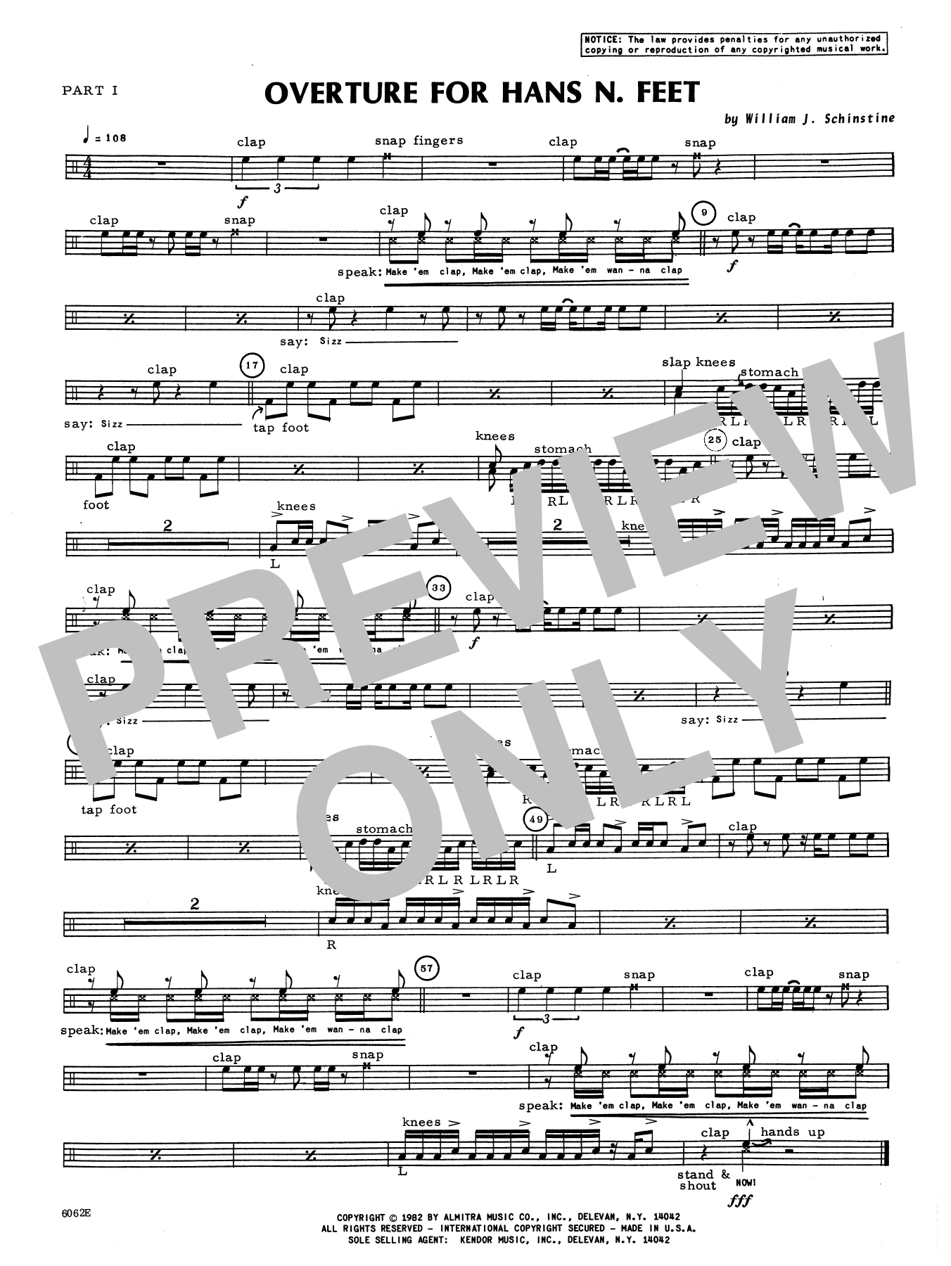 Download William Schinstine Overture For Hans N. Feet - Part 1 Sheet Music