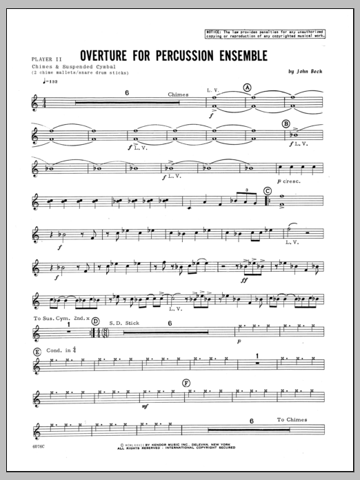 Download Beck Overture For Percussion Ensemble - Perc Sheet Music