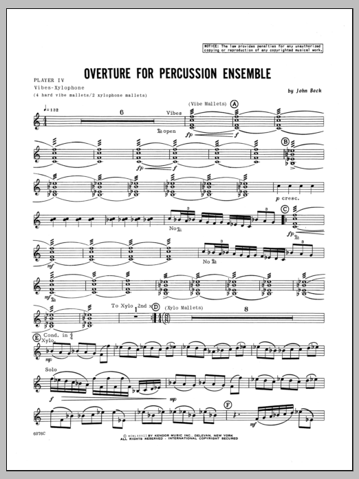 Download Beck Overture For Percussion Ensemble - Perc Sheet Music