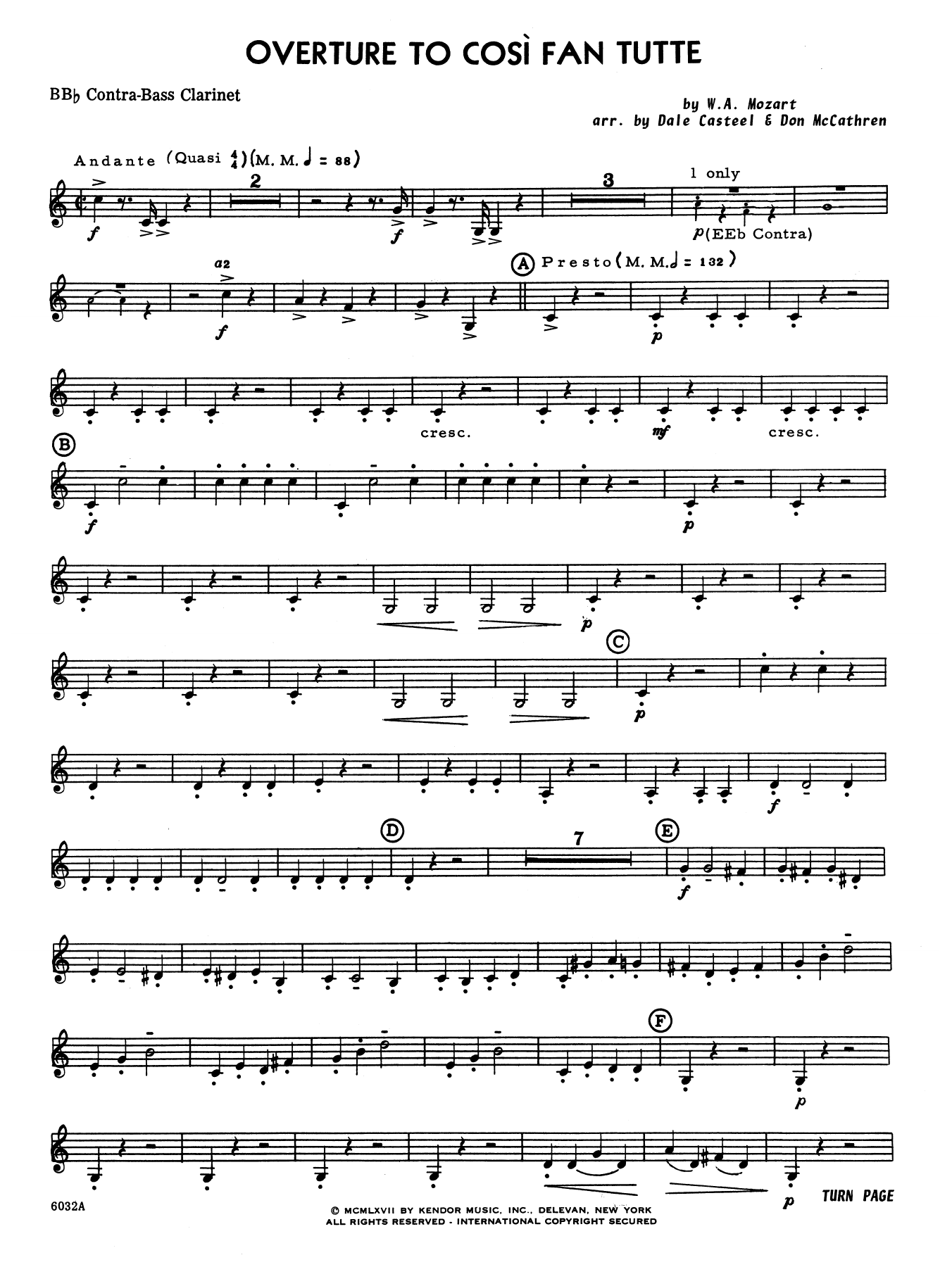 Download Dale Casteel Overture to Cosi Fan Tutte - Bb Contra Sheet Music