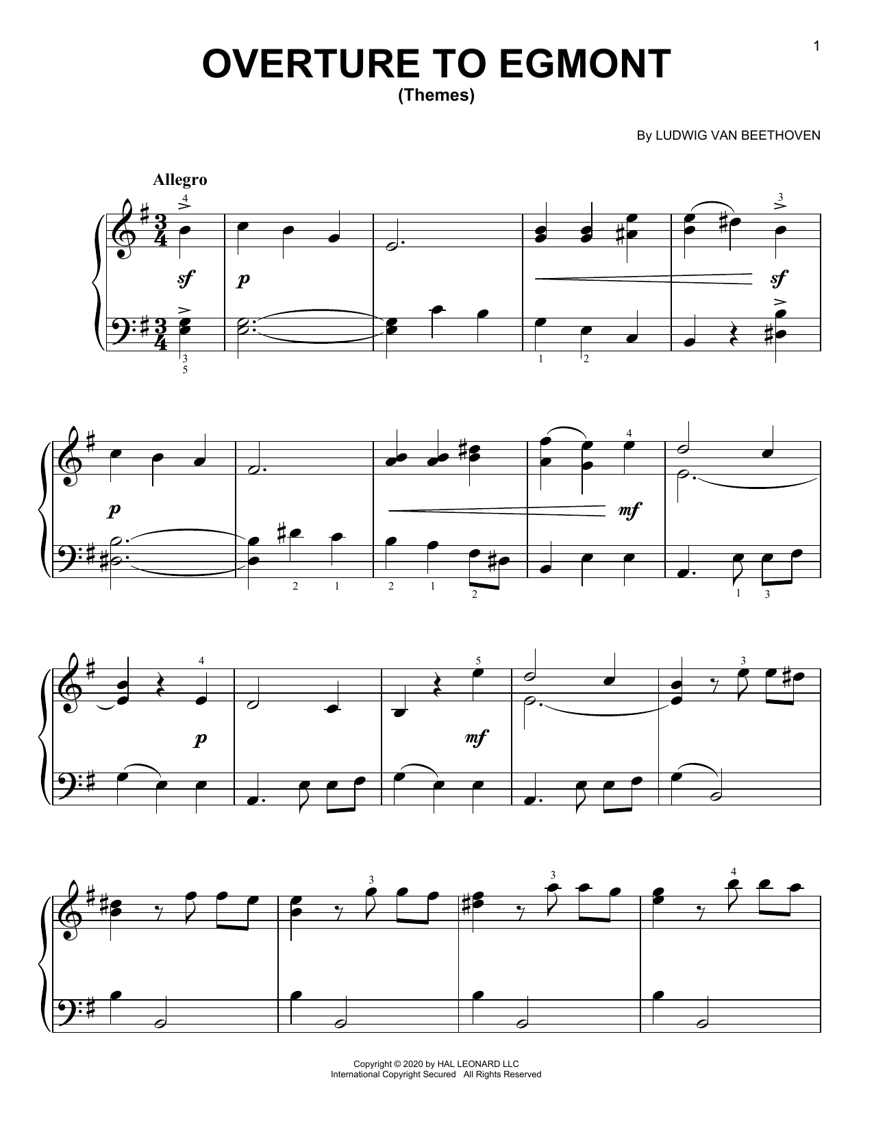 Download Ludwig van Beethoven Overture To Egmont (Themes) Sheet Music