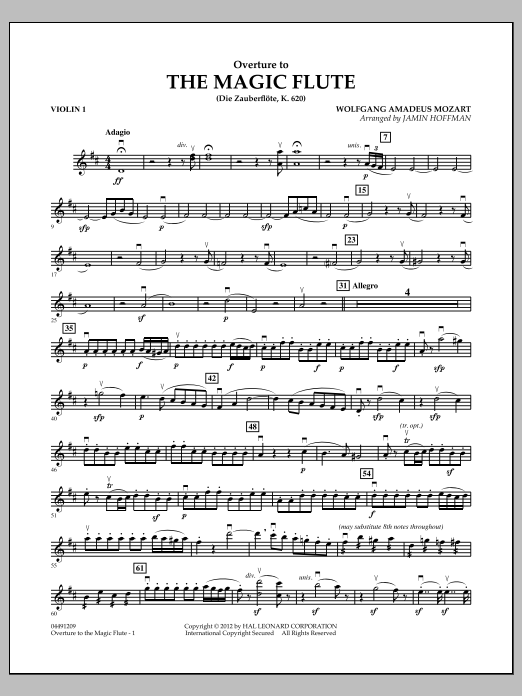 Download Jamin Hoffman Overture to The Magic Flute - Violin 1 Sheet Music