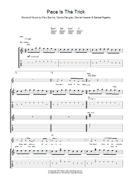 Download Interpol Pace Is The Trick Sheet Music