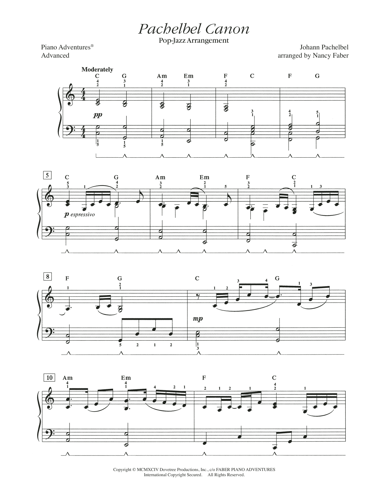 Download Nancy Faber Pachelbel Canon (Pop-Jazz Arrangement) Sheet Music