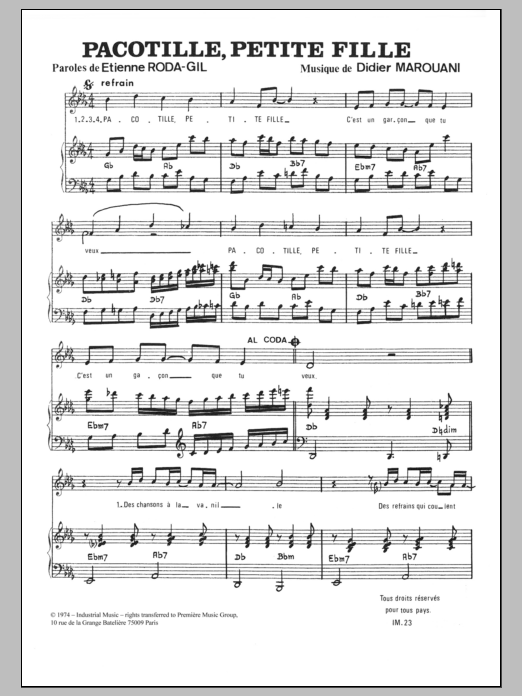 Download Didier Marouani Pacotille, Petite Fille Sheet Music